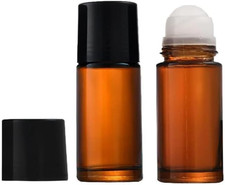 2 Pcs Brown 50ml Glass Essential Oil Roller Bottles Refillable Roll on Bottles E