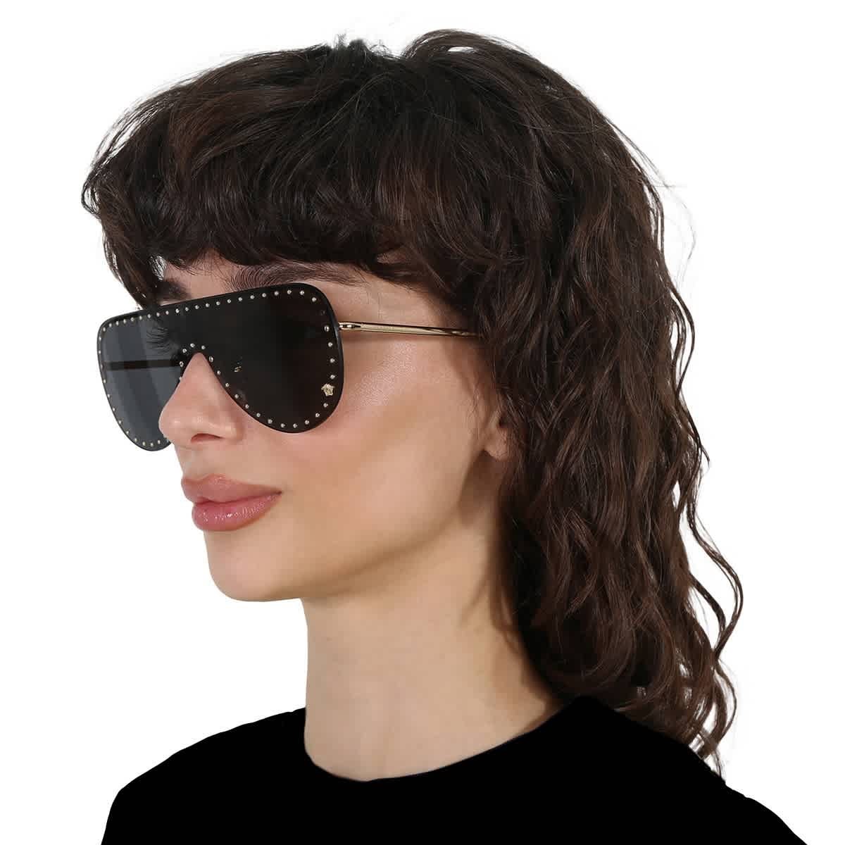 Versace Dark Gray Irregular Ladies Sunglasses VE2230B 100287 45 VE2230B 100287