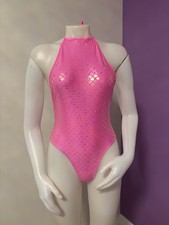 Pink Mermaid One Piece Halter Rave Outfit With Rhinestones S/M