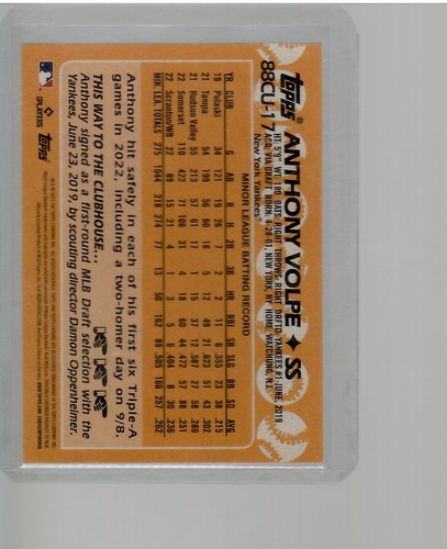 ANTHONY VOLPE ROOKIE SILVER PACK 35TH ANNIVERSARY REFRACTOR 2023 TOPPS CHROME UP - Picture 2 of 2