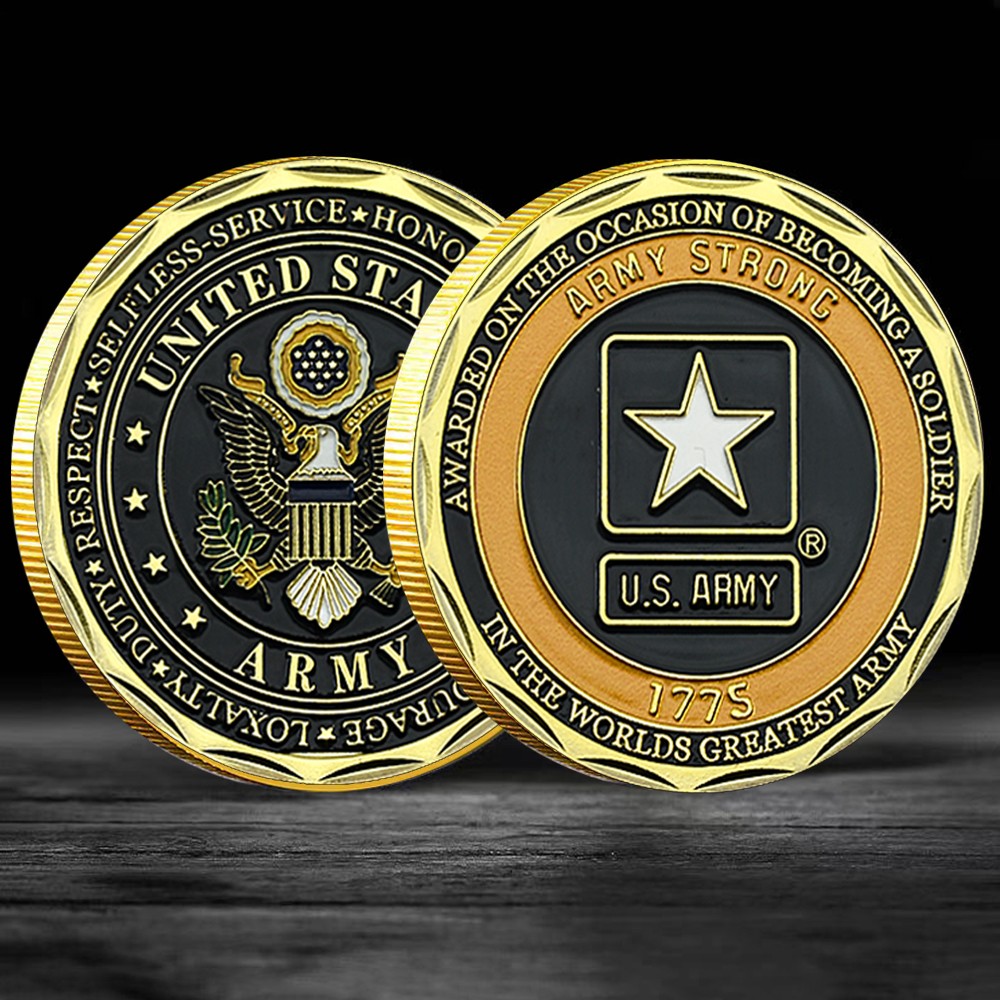 US Army Challenge Coin 1775 The World’s Greatest Army Enamel Gold Plated Medal