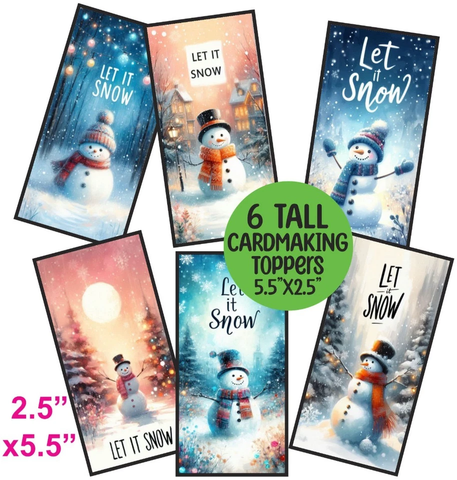 WEDDING WISHES UK 6 TALL Card Toppers CHRISTMAS SNOWMAN - CRAFTS/Tags/Bookmarks/Cardmaking
