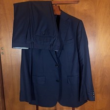 Charles Tyrwhitt Suit 40R 35x31 Navy Blue Hopsack Wool Slim Fit Super 130s FLAW