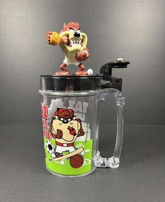 Vintage 1990s Looney Tunes Talking Taz Sports Mug TAZ LIKES SPORTS Free Ship
