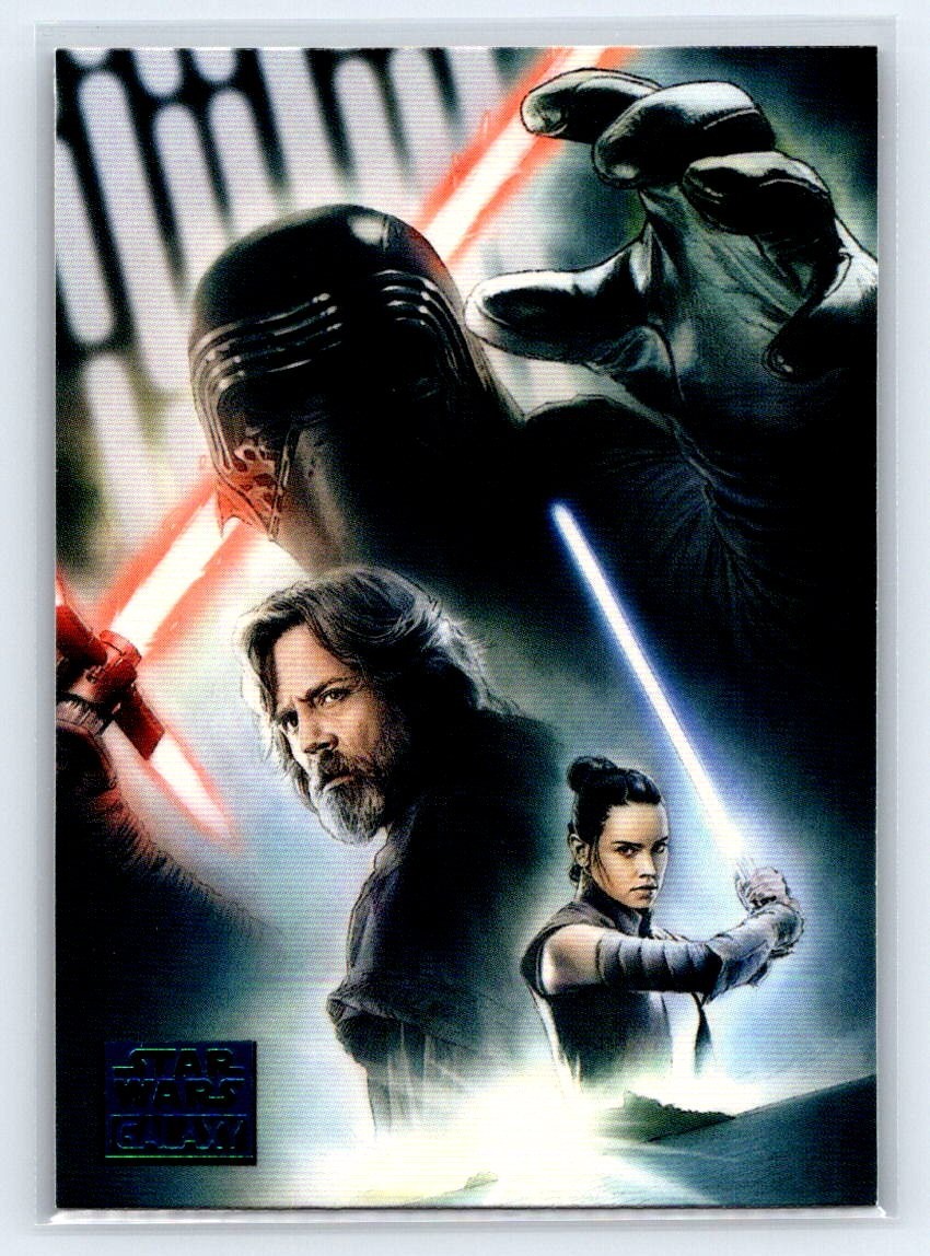 REY KYLO REN 2018 Topps Star Wars Galaxy Light Rises to Meet the Dark Blue #34