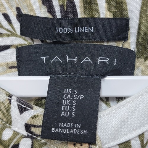 Tahari Top Women S All Linen Button Palm Tropical Sleeveless Resort Summer Tunic - Picture 6 of 12