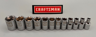 CRAFTSMAN TOOLS 12pc 1/4'' Metric 6pt Socket Set  4-14 MM DUAL ETCHED