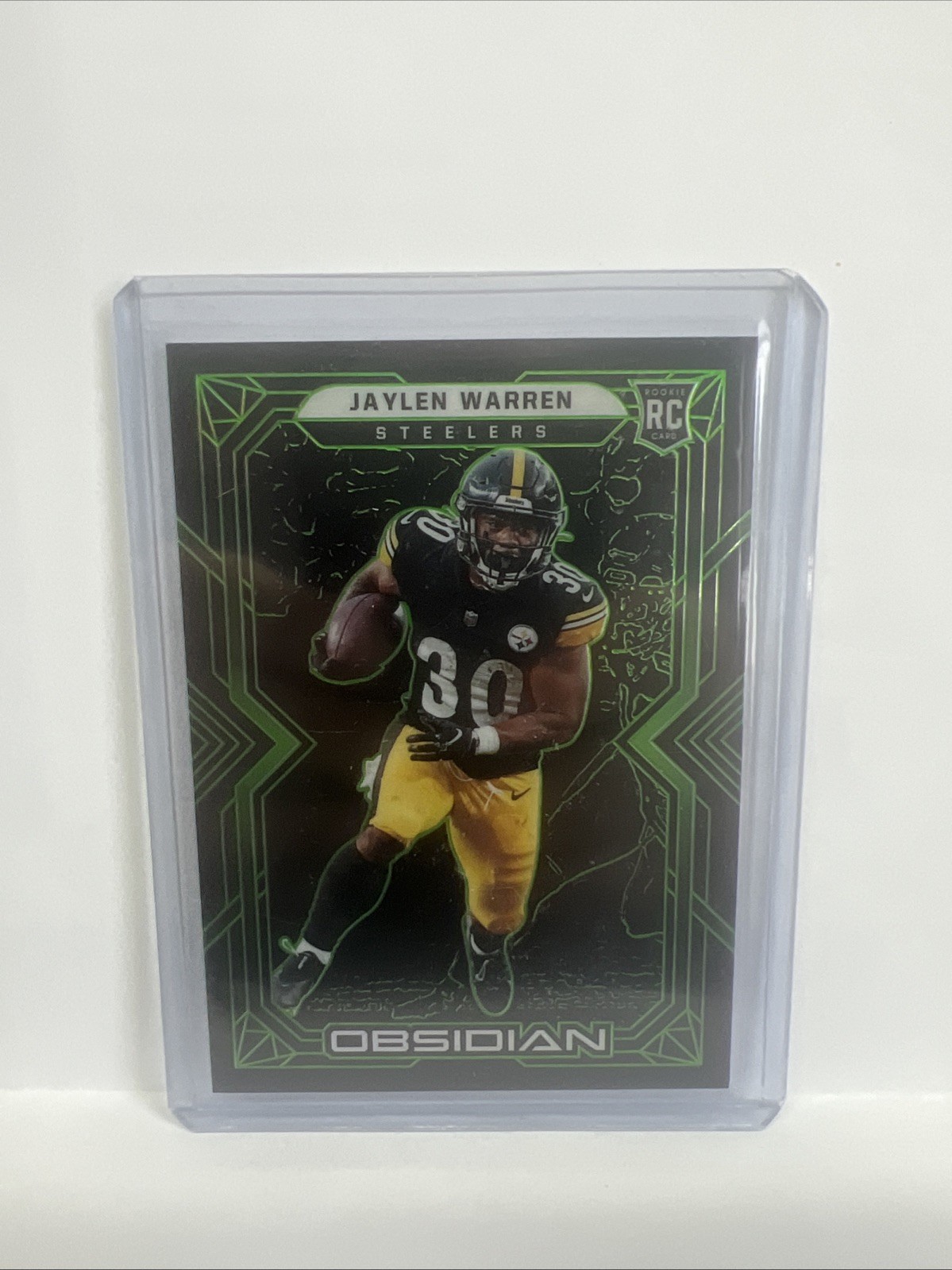 2022 Panini Obsidian Rookies Jaylen Warren #167 Electric Etch Green /50 (RC)