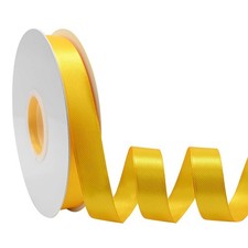 Yellow Double Faced Satin Ribbon 5/8 inch x 50 Yards for Crafts Gift Wrap