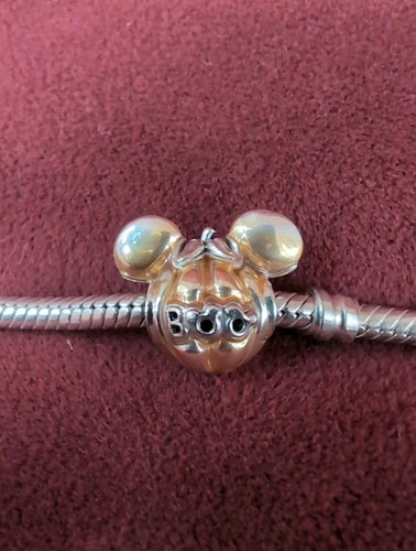 Authentic PANDORA Moments Disney Mickey Mouse Pumpkin BOO Sterling Silver Charm - Picture 3 of 6