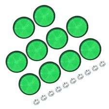 10 Set Round Rear Reflectors Safety Reflective Warning Reflector Plastic Green