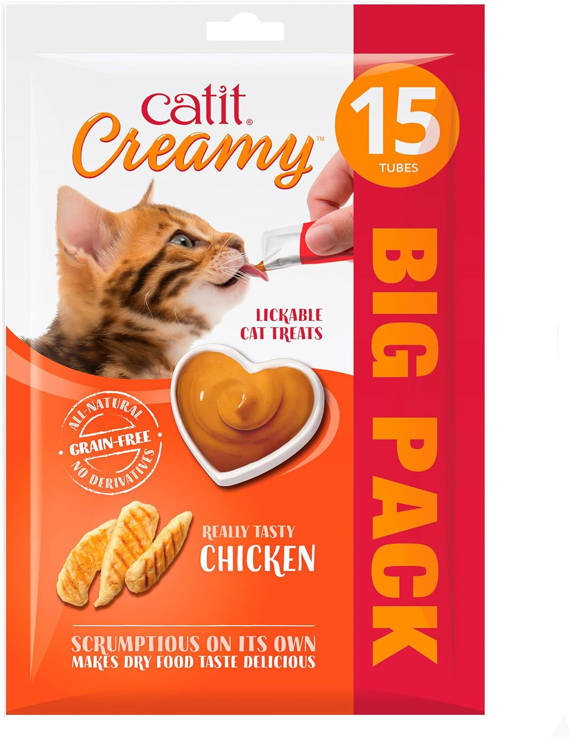 Catit Creamy Chicken Lickable Cat Treats for Cats and Kittens, Cat Treat Licky S