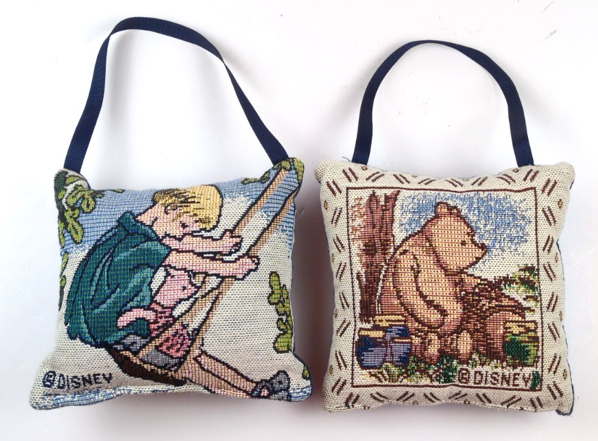 2 Disney Winnie the Pooh Tapestry Hanging Door Pillows 6"x5.5"