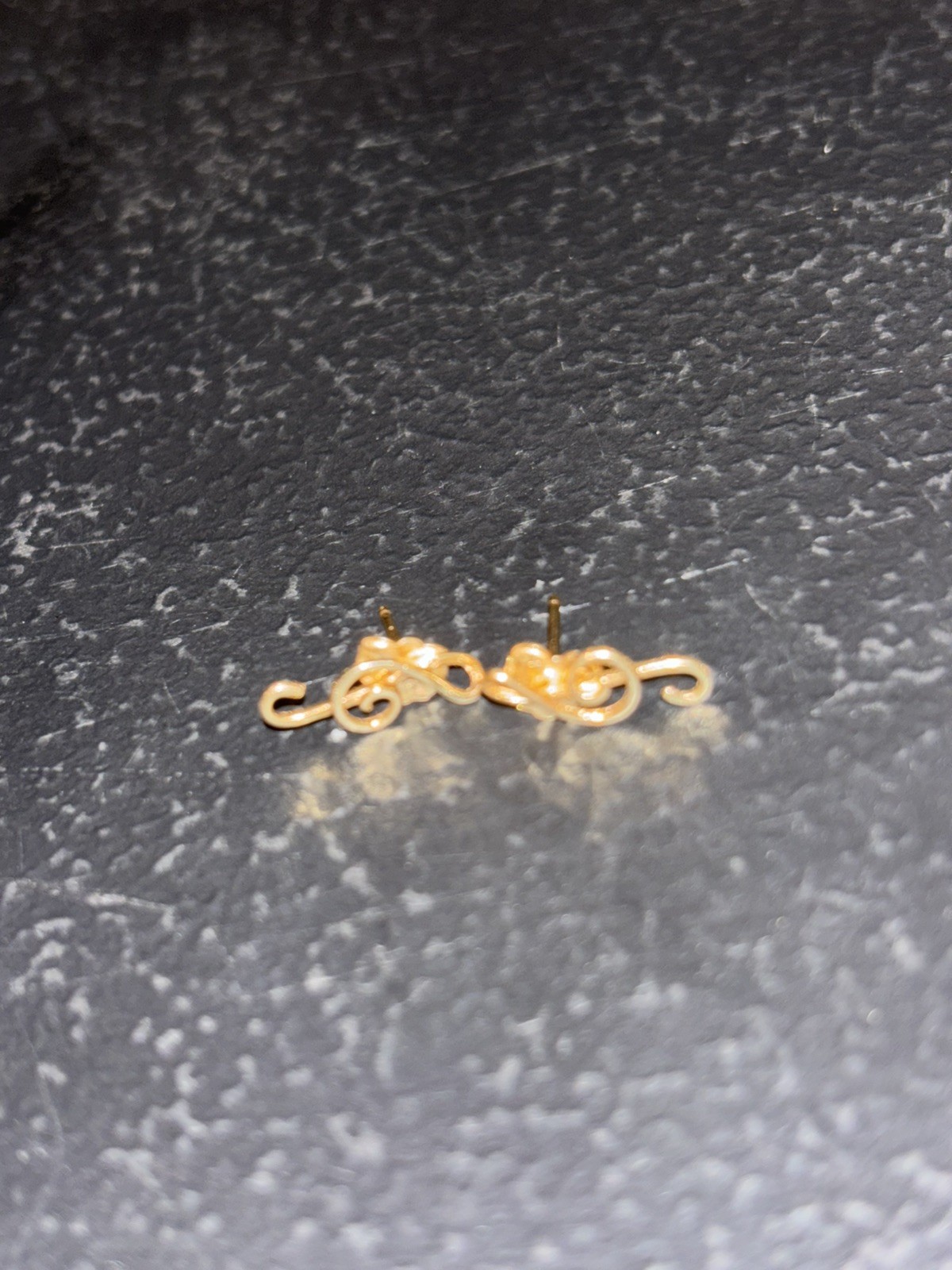 14k Solid Yellow Gold Treble Clef Stud Earrings,M… - image 6