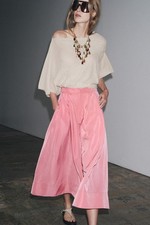 Zara ZW Collection Midi Skirt In Pink Size M BRAND NEW WITH TAGS 