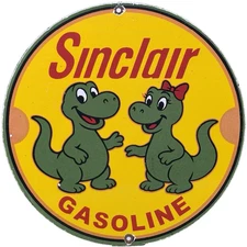 VINTAGE SINCLAIR GASOLINE PORCELAIN SIGN DEALERSHIP GAS STATION DINO MOTOR OIL