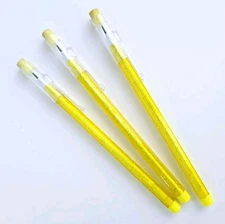 Vintage BENSIA Yellow Shimmer Glitter Pop-A-Point Pencils Lot of 3