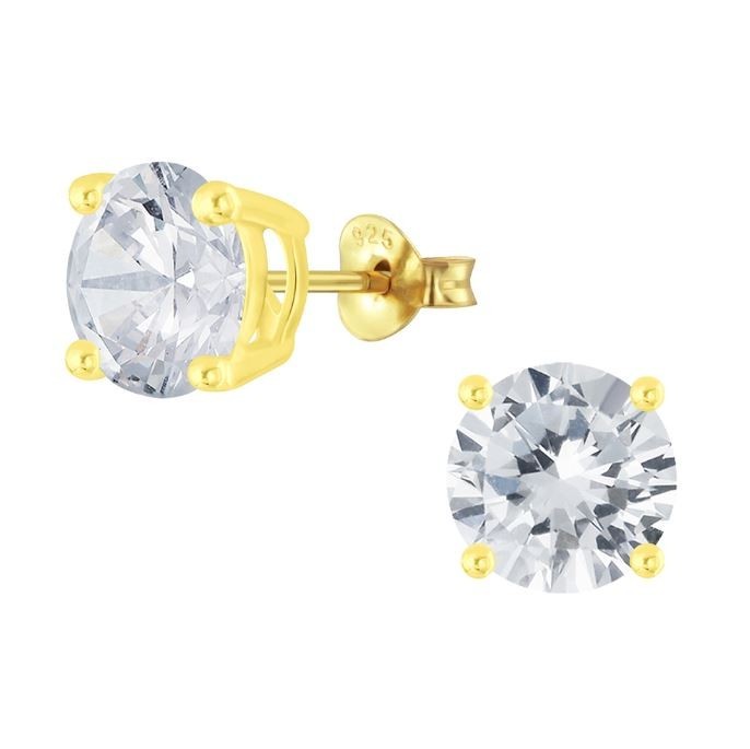 Boucles d'oreilles zircone 8 mm en argent sterling pour femme