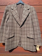 70s Wool Glen Plaid Blazer 40L Vintage Hollywood Detective Professor Has Stains