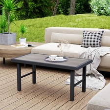 Garden Coffee Table with SPC Woodgrain Tabletop, Grey Wood Effect