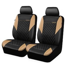 Quilting Leather Front Seat Covers, Automotive Two Front Black Beige