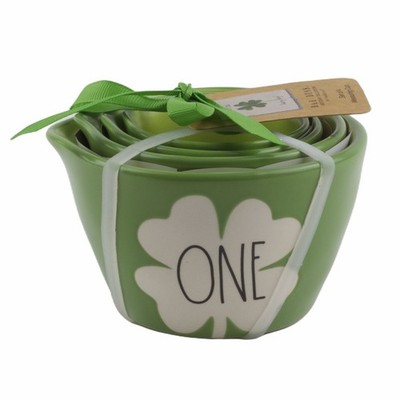 Rae Dunn St Patricks Day Measuring Cups 1/4 to 1 Cup Green Leaf Clover