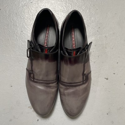 Prada Two Tone Leather Single Strap Monk Leather Shoes Size 11.5