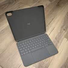 Logitech Gray Keyboard Folio Case w/ Trackpad, Built-in Keyboard, Stand