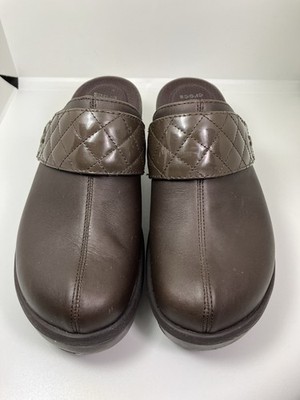 CROCS Cobbler Quilted Clog Slip On Brown Heeled Mule Shoe Womens