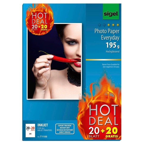 Sigel Fotopapier Din A4 HochgläNzend 195 G/Qm 40 Blatt-image