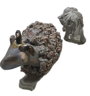 Two Clay Hand Made Sheep Ram Ornaments Home Decor Christmas Gift Present Idea