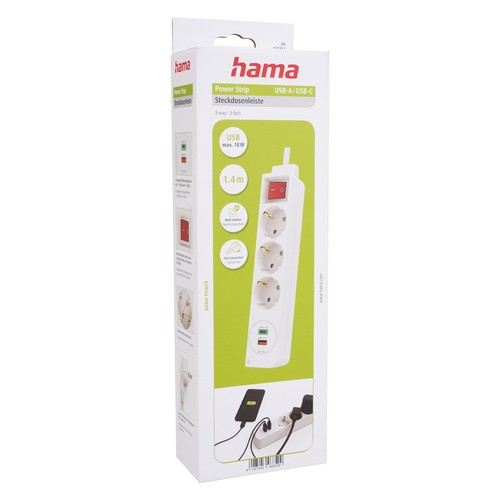 Hama Steckdosenleiste 3-Fach mit 2x USB-C USB-Netzteil Schalter Mehrfachstecker - Afbeelding 11 van 11