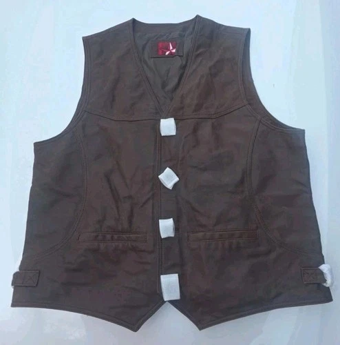 Vintage 90s Marlboro Country Store Genuine Leather Vest - Men's L Deadstock image 11