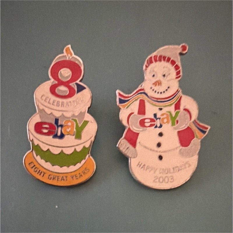 eBay 8th Anniversary Holiday 2003 Collectible Advertising Pins Set