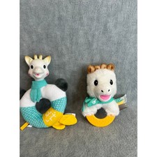 Set of 2 Sophie la Girafe Plush Rattle Teether Baby Vulli France Sensory Set