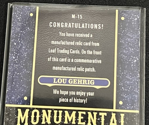 2024 Leaf Bronx Legacy Lou Gehrig #M-15 Monumental Relic Patch Card /35 Yankees - Picture 10 of 10