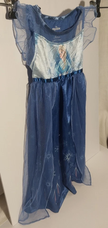 Vestido Disney Frozen Princesa Elsa Brilhante Floco de Neve Fantasia Camisola Cosplay 2T - Imagem 3 de 4