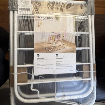 SONGMICS Clothes Drying Rack Foldable Gullwing Laundry Rack Indoor Outdoor Metal