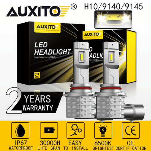 AUXITO 9140 9145 H10 Fog Light Driving DRL LED Bulbs 6500K Xenon White M4 EOB 2X