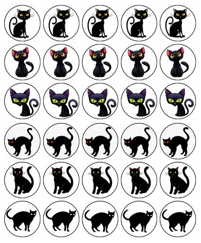 Black Cat Edible Cupcake Toppers – Icing Birthday Cake Party Cake Decorations - Picture 3 of 4
