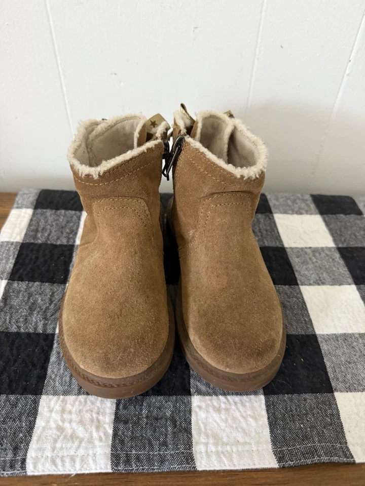 Ugg 11 Girls Suede Bootie Gold Bow Zipper - Image 3 of 4