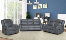Grey Leather Gel Recliner 3 Seater 2 Seater or Armchair Sofa Suite - CLIFTON