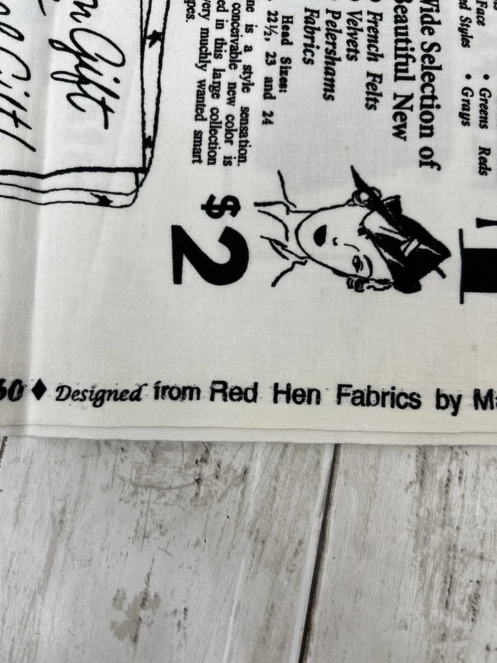 Read All About It Northcott BLANCO Y NEGRO Damas Anuncio Retro 3/4 yardas 44" de Ancho Foto 4 de 4