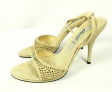 Vero Cuoio Women's Sandal Beige Suede Crystal Size 35 Made In Italy