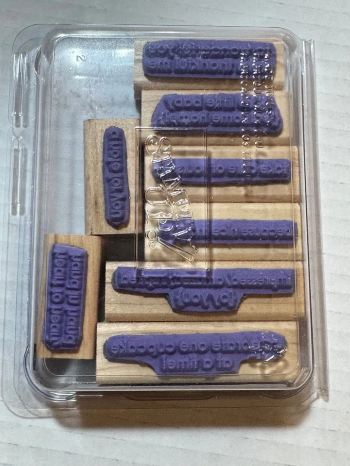 НАБОР ИЗ 8 РЕЗИНОВЫХ ШТАМПОВ STAMPIN' UP SWEET LITTLE SENTIMENTS С ДЕРЕВЯННЫМ БЛОКОМ - Изображение 3 из 3