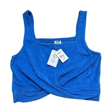 Cotton On Womens Size 14 Blue Terry Cloth Active Sweat to Swim Vestlette Top NWT