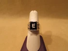 Vintage Sterling Silver Initial "E" Genuine Onyx Stone Gents Ring