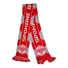 Ruffneck Spokane Breakers Soccer Red Gray White Scarf 100% 58x7 Inch 