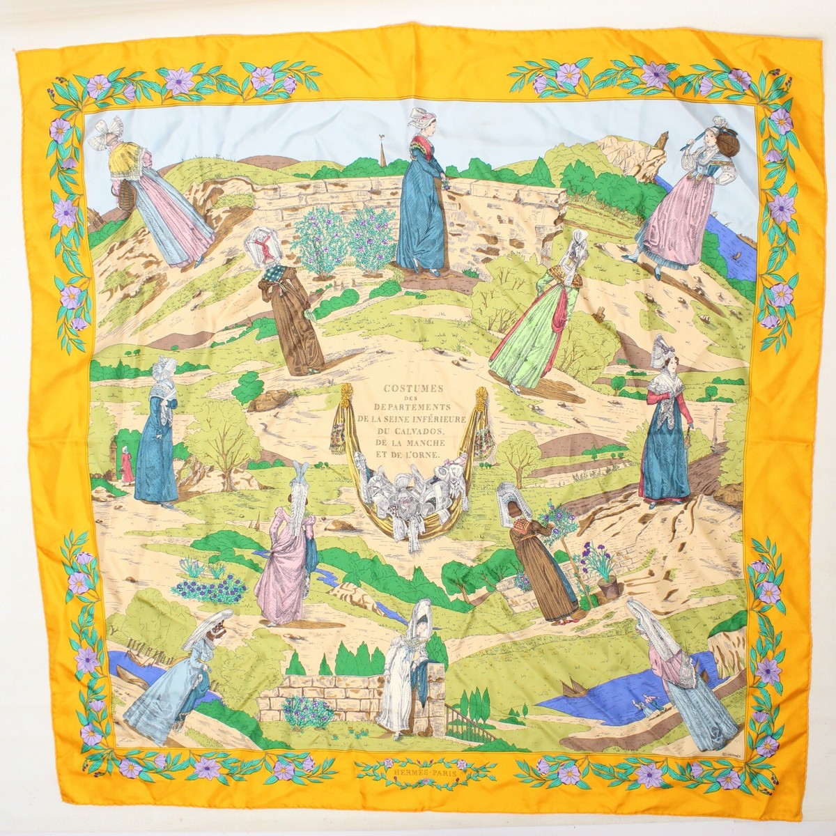 HERMES 　COSTUMES DES DEPRTEMENTS　シルク100% Costumes des Departements Hermes Scarf - It's All Goode