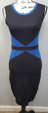 Premise Sweater Dress Women Small Black Blue Stretch Rayon Sleeveless Round Neck